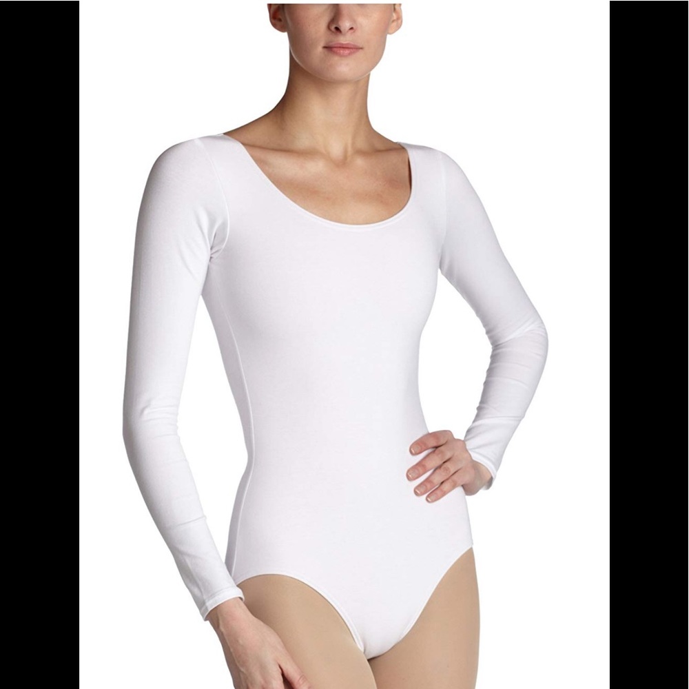 NWOT Women’s Cotton White Long Sleeve Leotard size Large